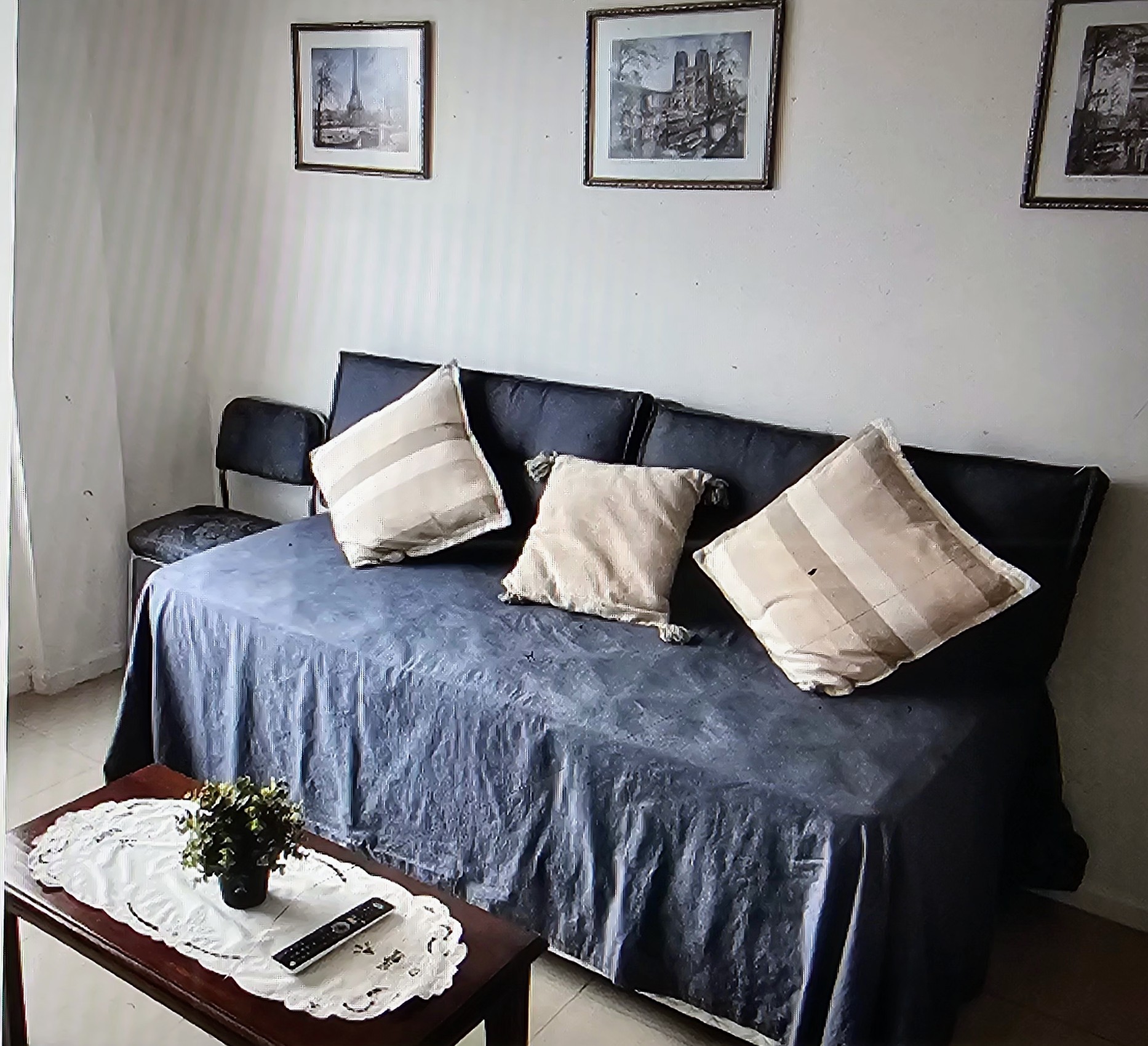Sofá cama con almohadones